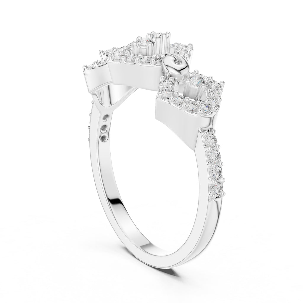 Rhombus Flourish Statement Ring White Gold
