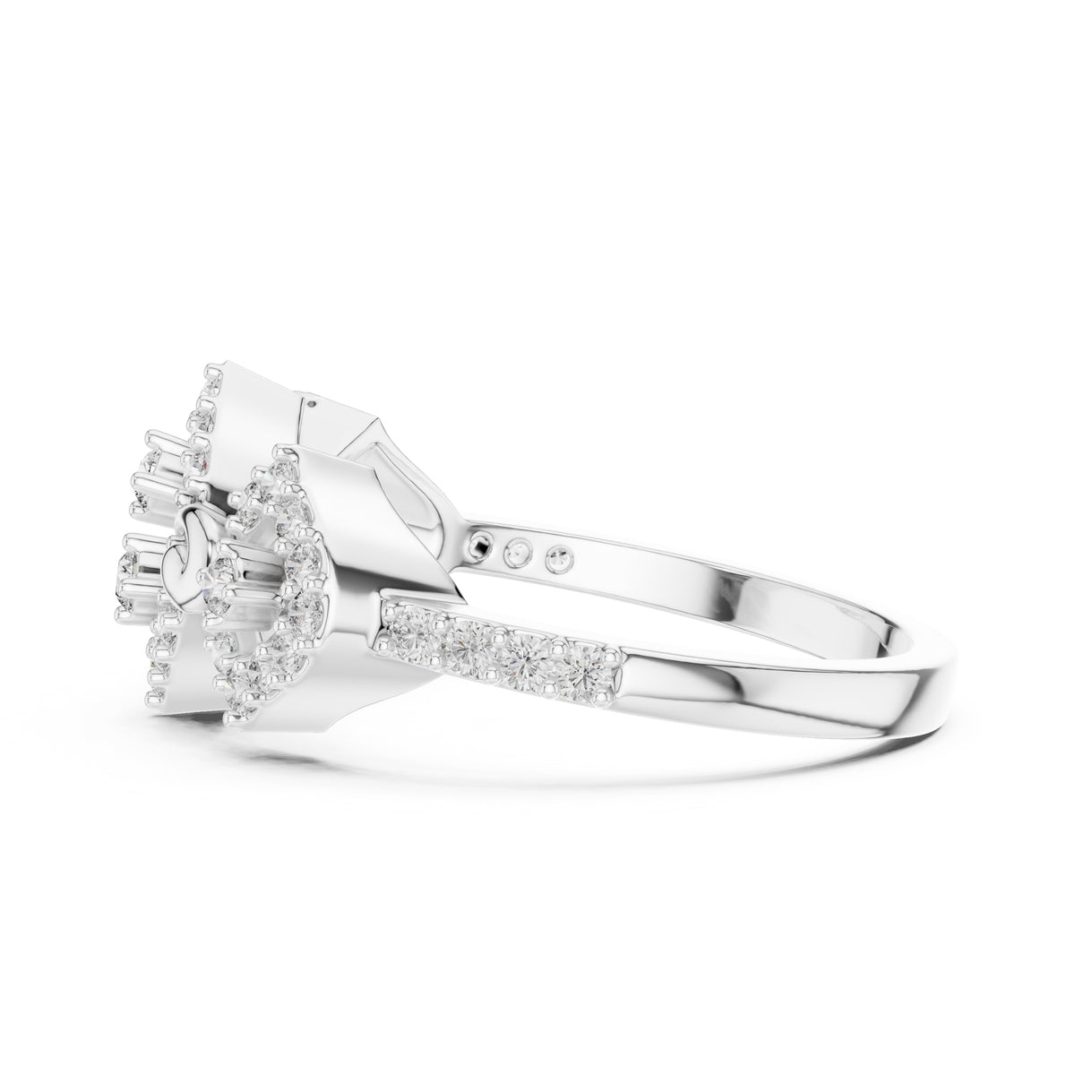 Rhombus Flourish Statement Ring White Gold