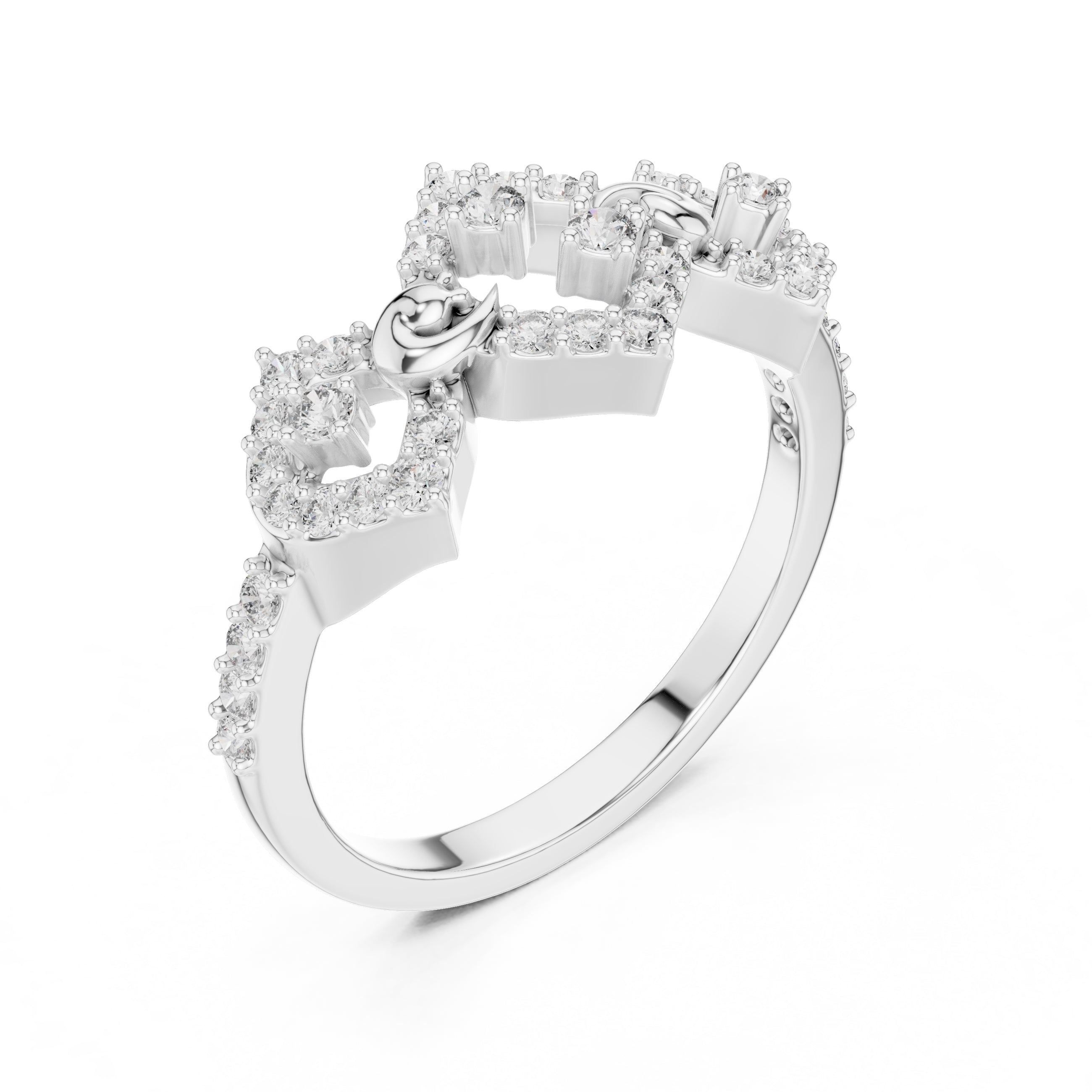 Rhombus Flourish Statement Ring White Gold