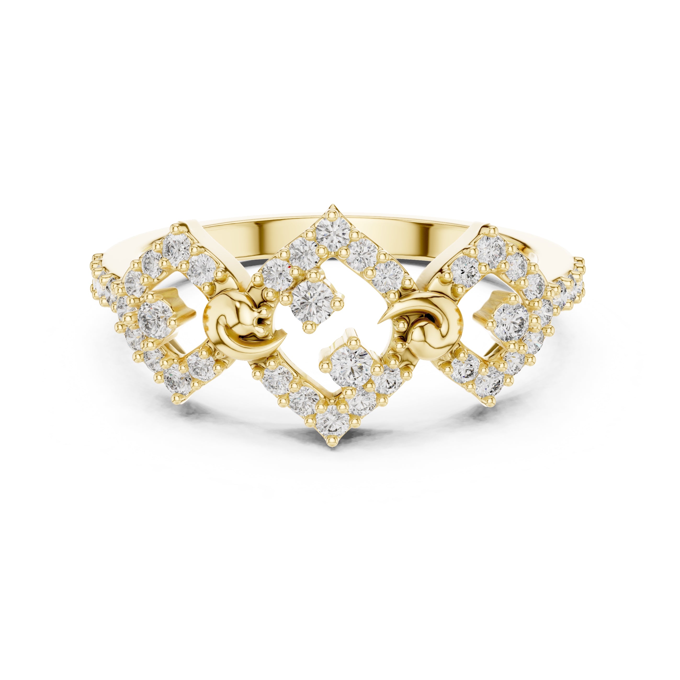 Rhombus Flourish Statement Ring Yellow Gold
