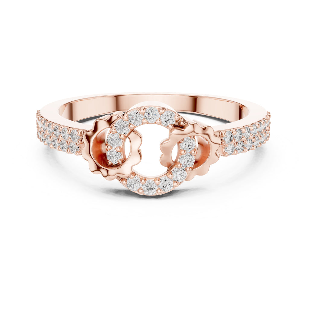 Interlinked Scallop Statement Ring Rose Gold