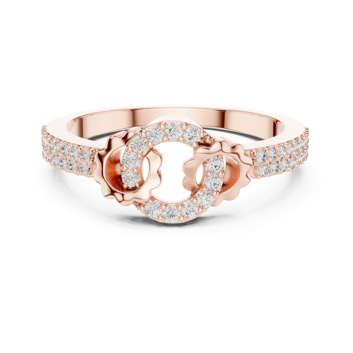 Interlinked Scallop Statement Ring Rose Gold
