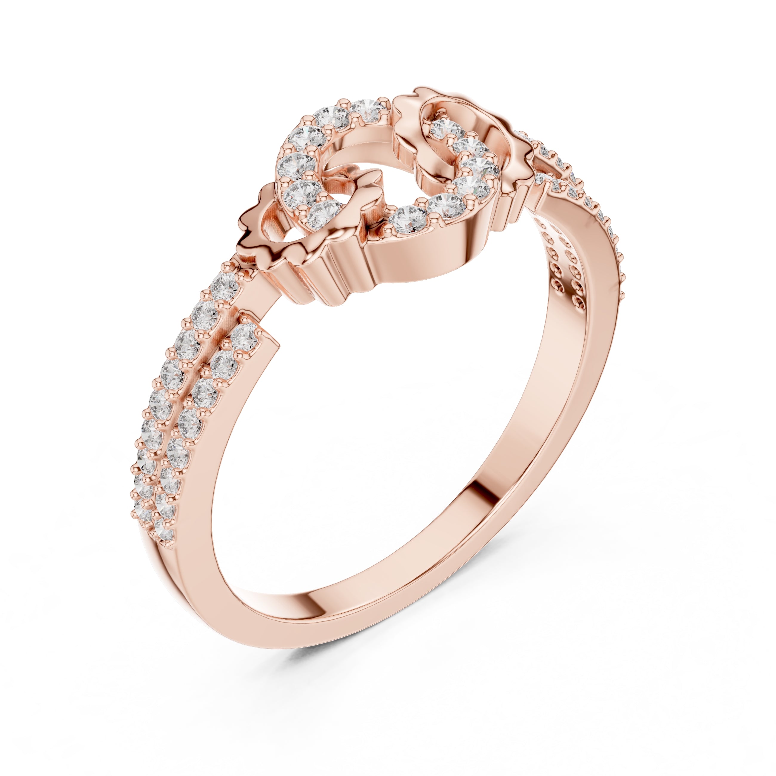 Interlinked Scallop Statement Ring Rose Gold