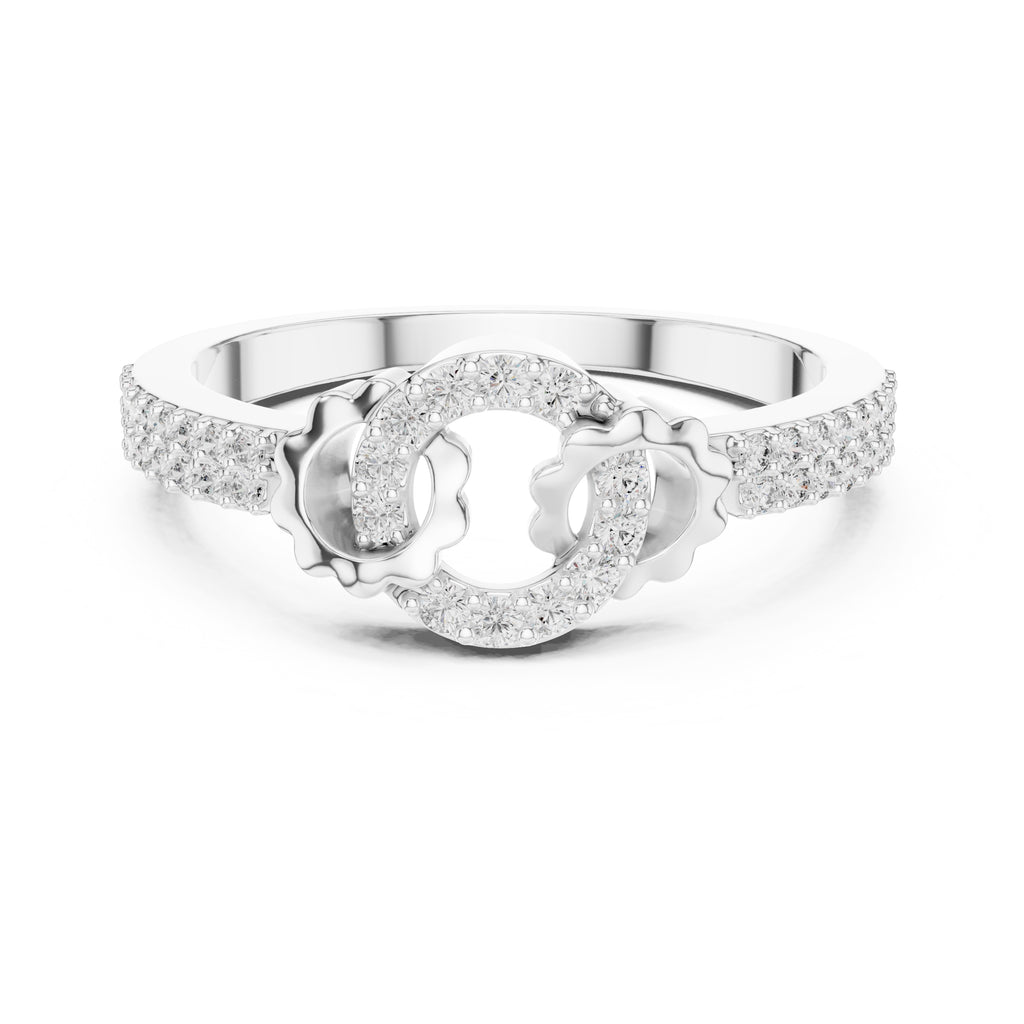 Interlinked Scallop Statement Ring White Gold
