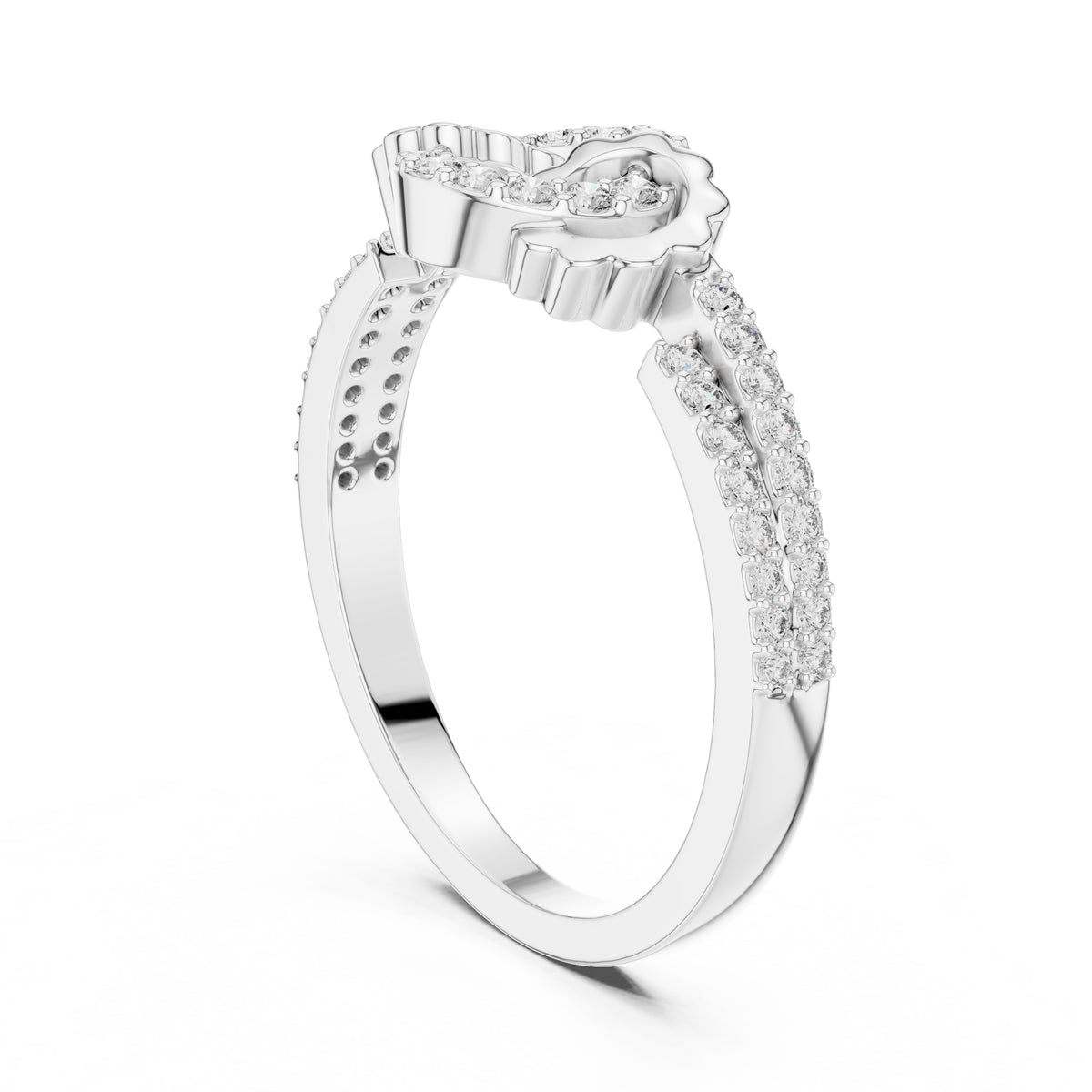 Interlinked Scallop Statement Ring White Gold