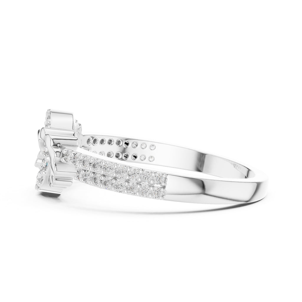 Interlinked Scallop Statement Ring White Gold