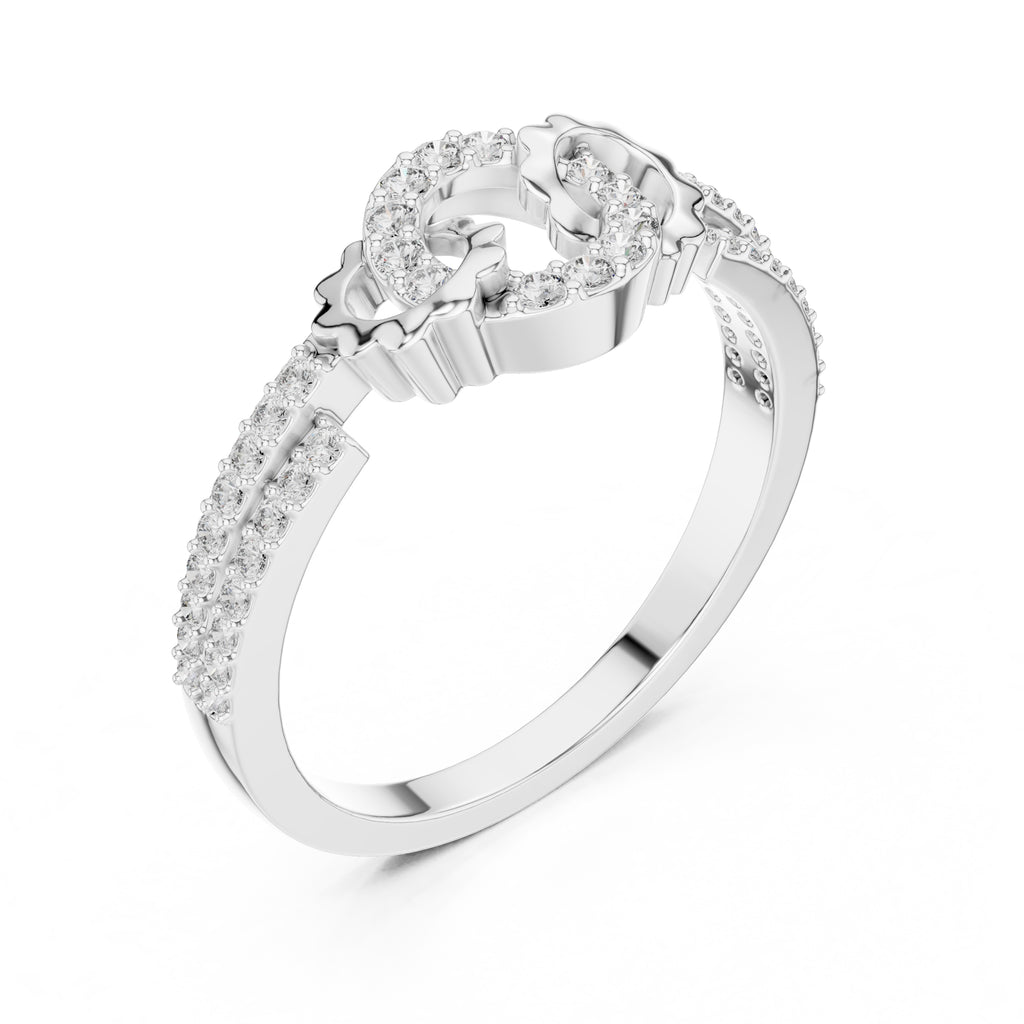Interlinked Scallop Statement Ring White Gold