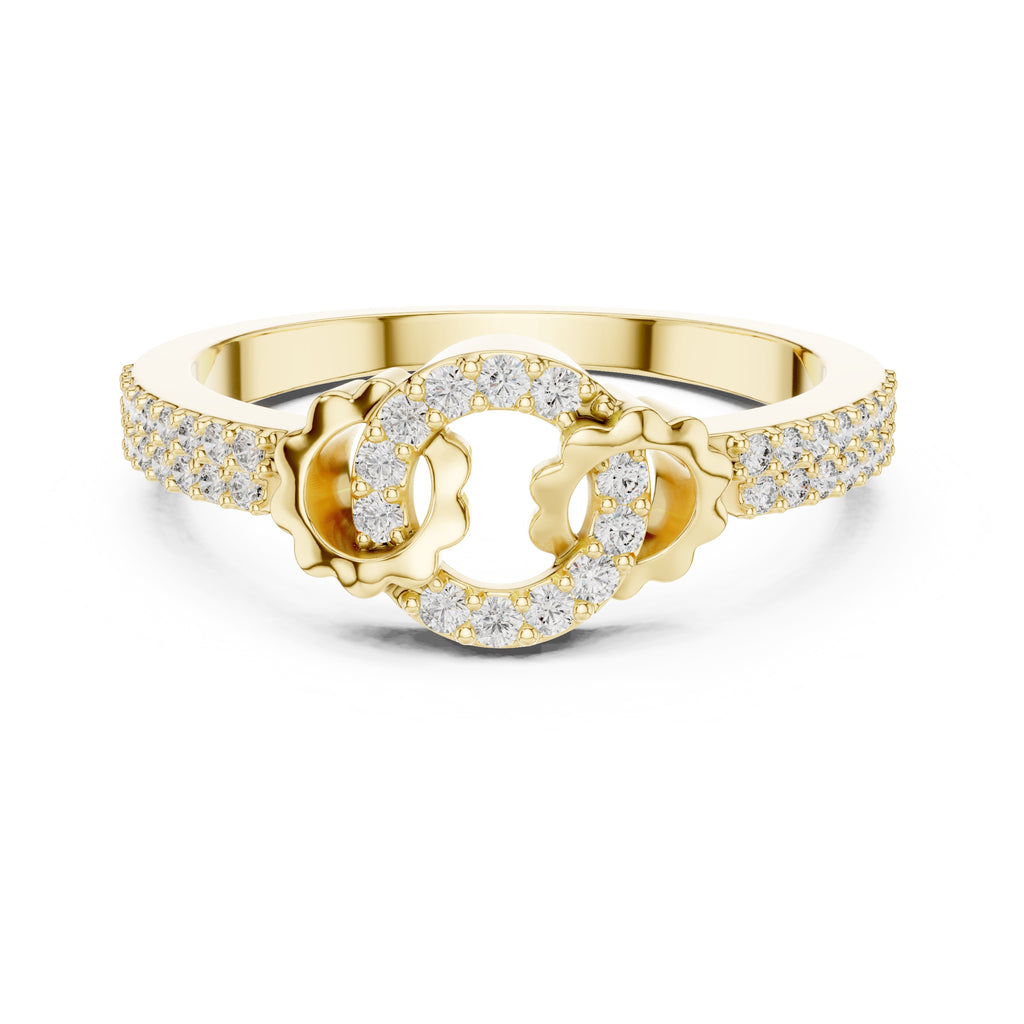 Interlinked Scallop Statement Ring Yellow Gold