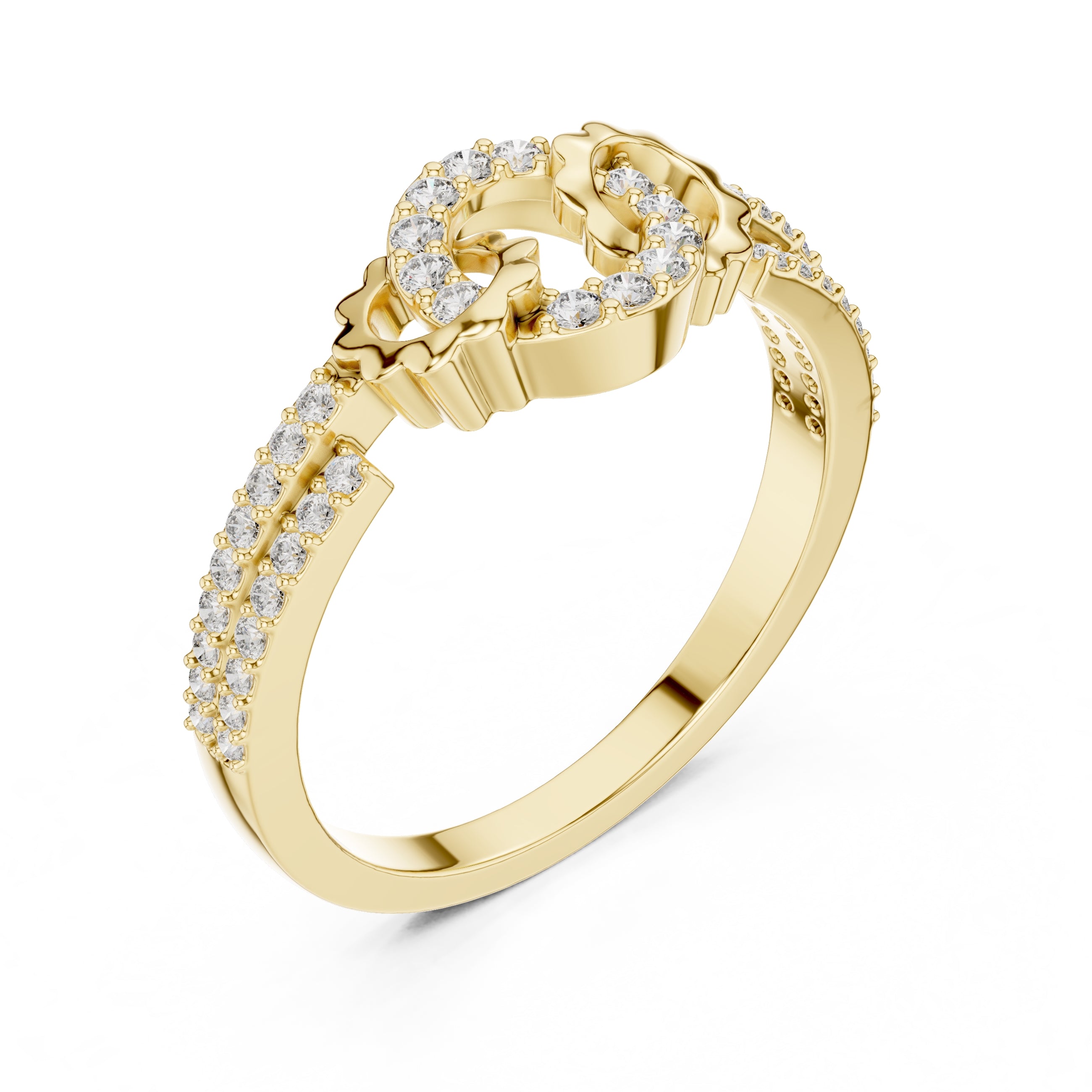 Interlinked Scallop Statement Ring Yellow Gold