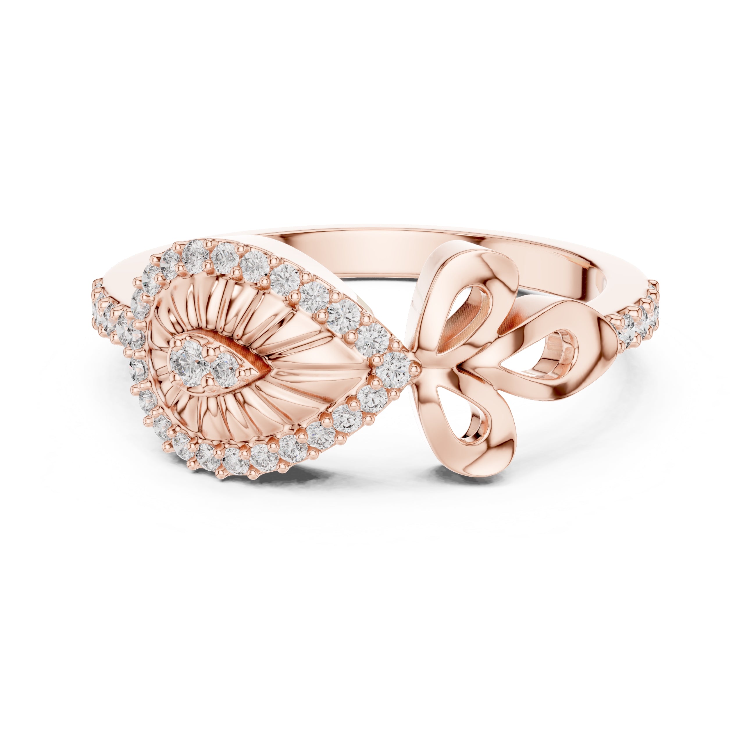 Radiant Teardrop Filigree Statement Ring Rose Gold