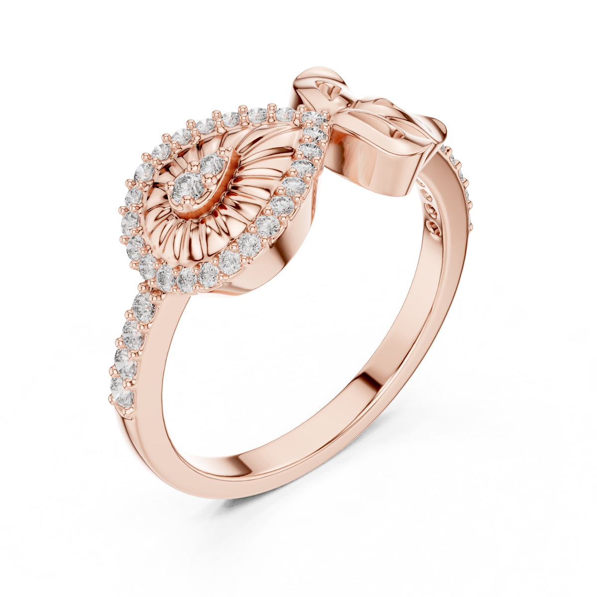 Radiant Teardrop Filigree Statement Ring Rose Gold