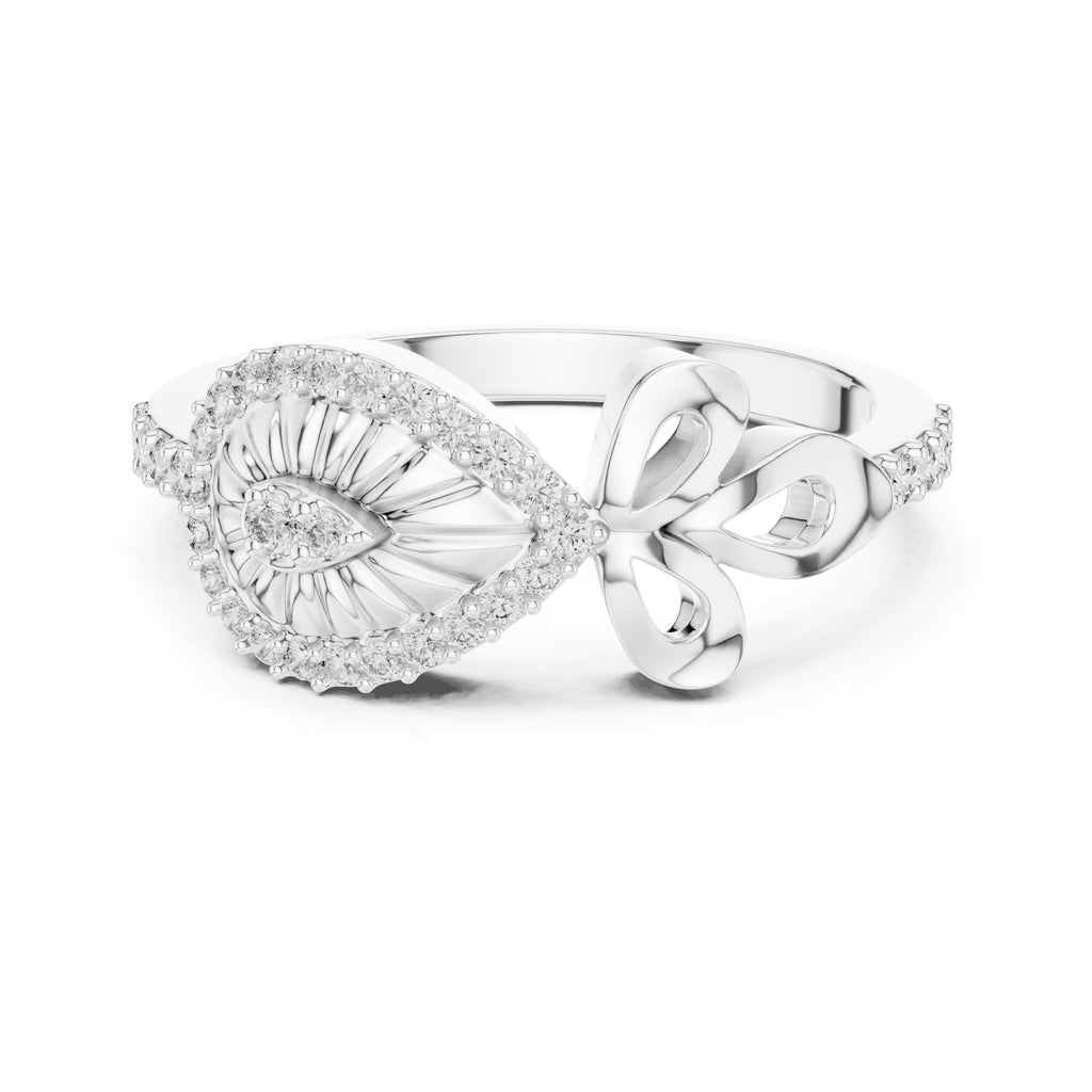 Radiant Teardrop Filigree Statement Ring White Gold