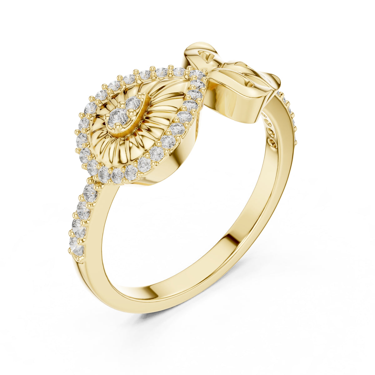 Radiant Teardrop Filigree Statement Ring Yellow Gold