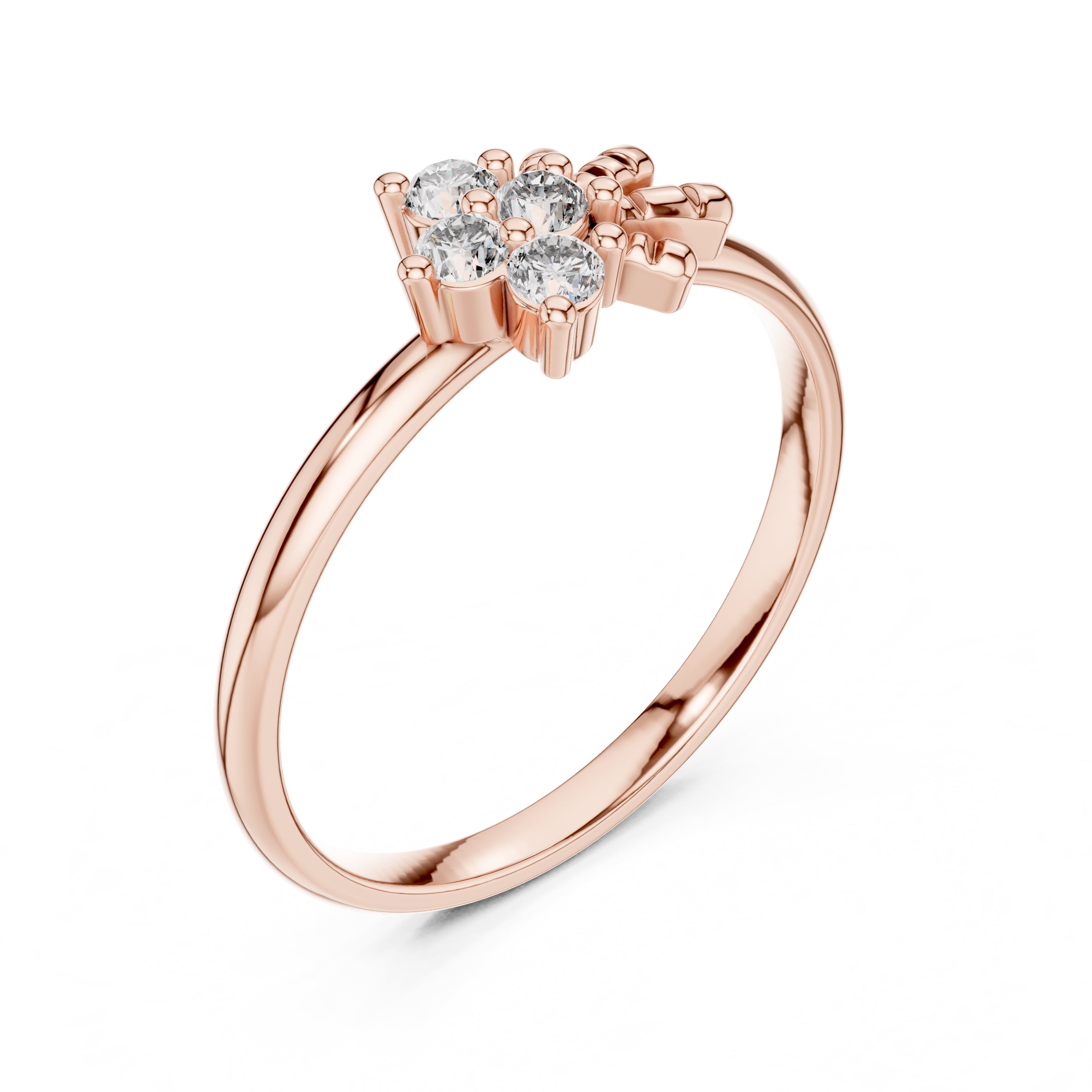 Petal Cluster Minimalist Ring Rose Gold