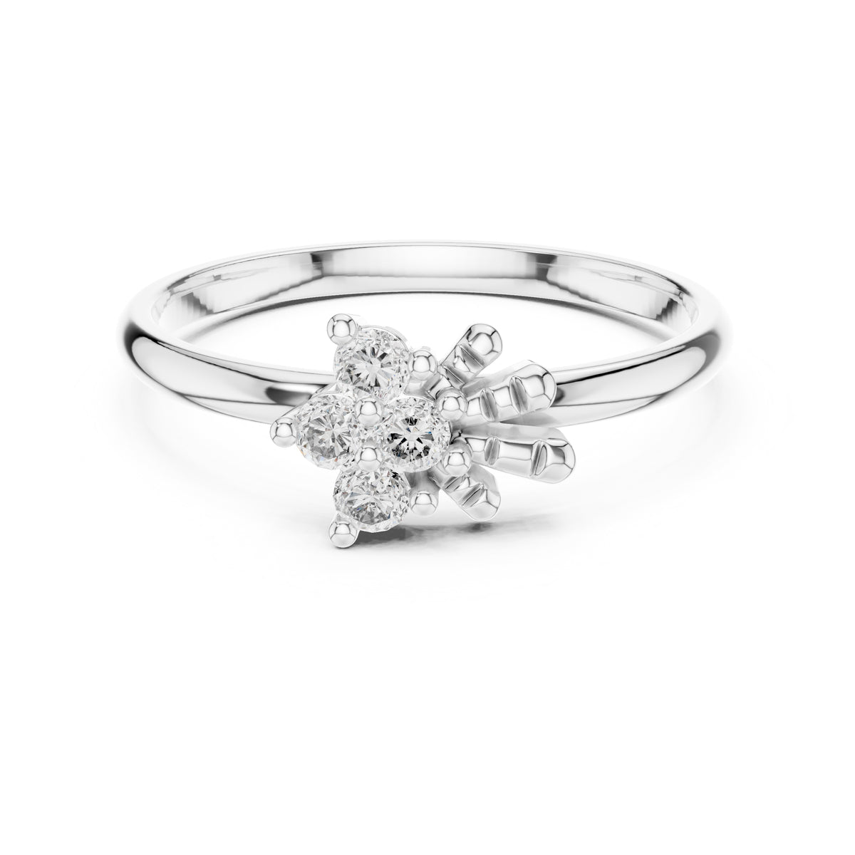 Petal Cluster Minimalist Ring White Gold