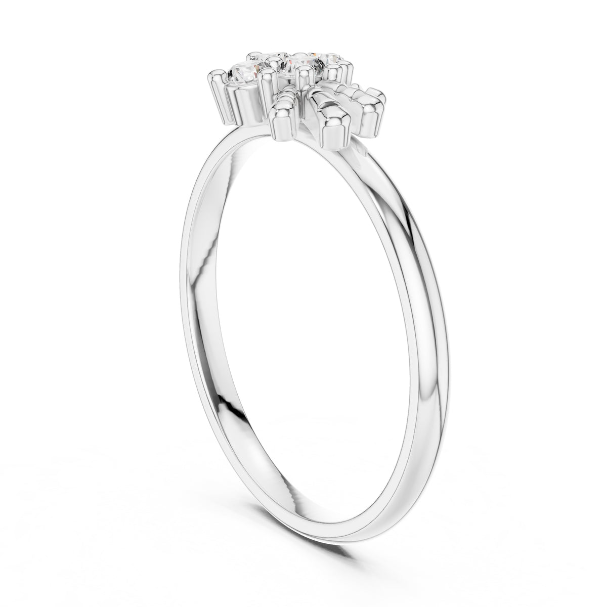 Petal Cluster Minimalist Ring White Gold