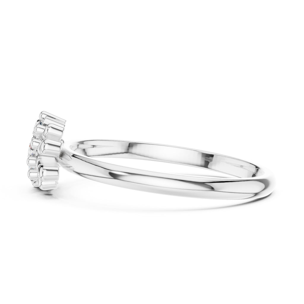 Petal Cluster Minimalist Ring White Gold