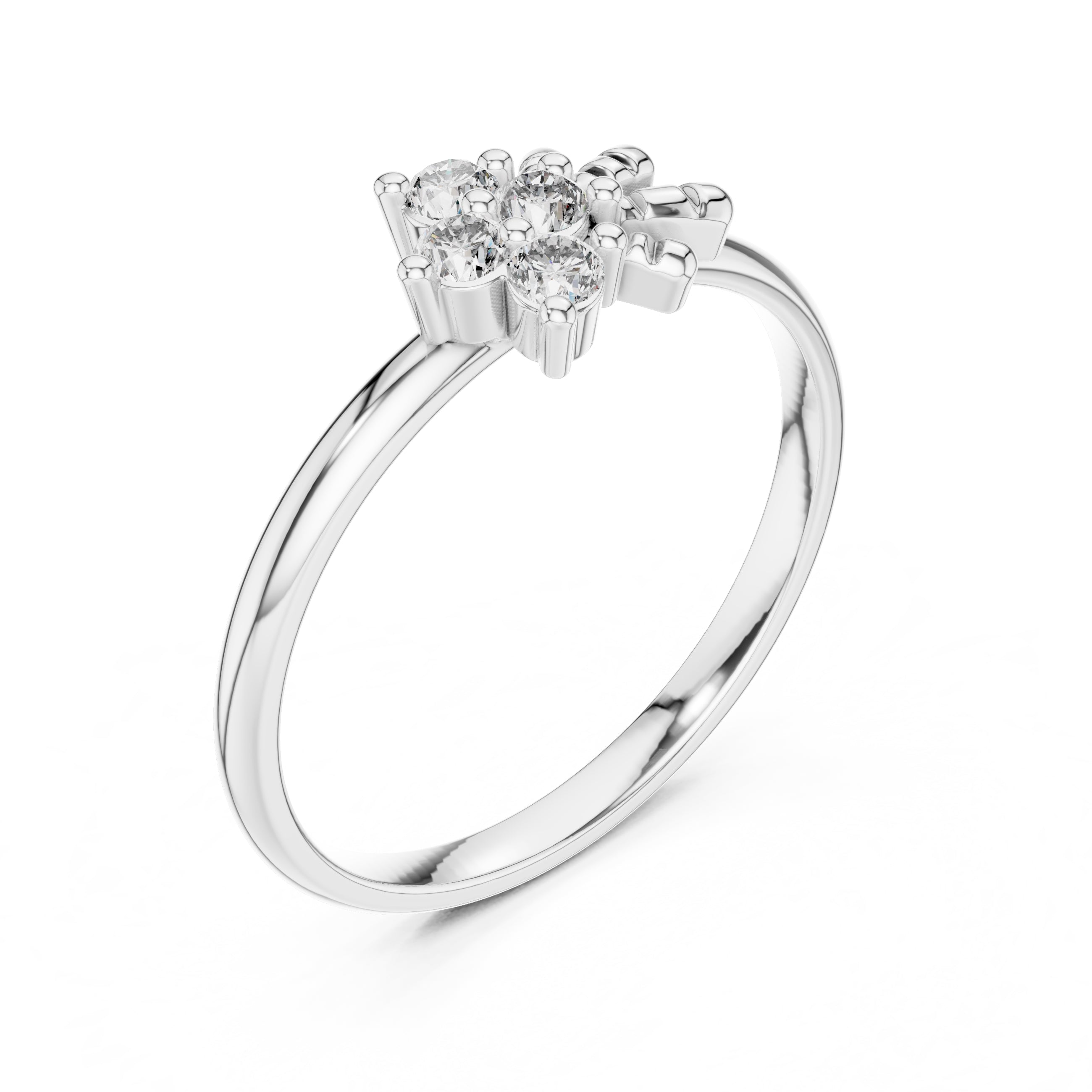 Petal Cluster Minimalist Ring White Gold