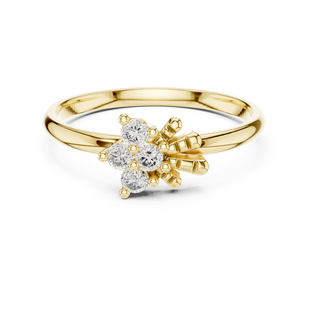 Petal Cluster Minimalist Ring Yellow Gold