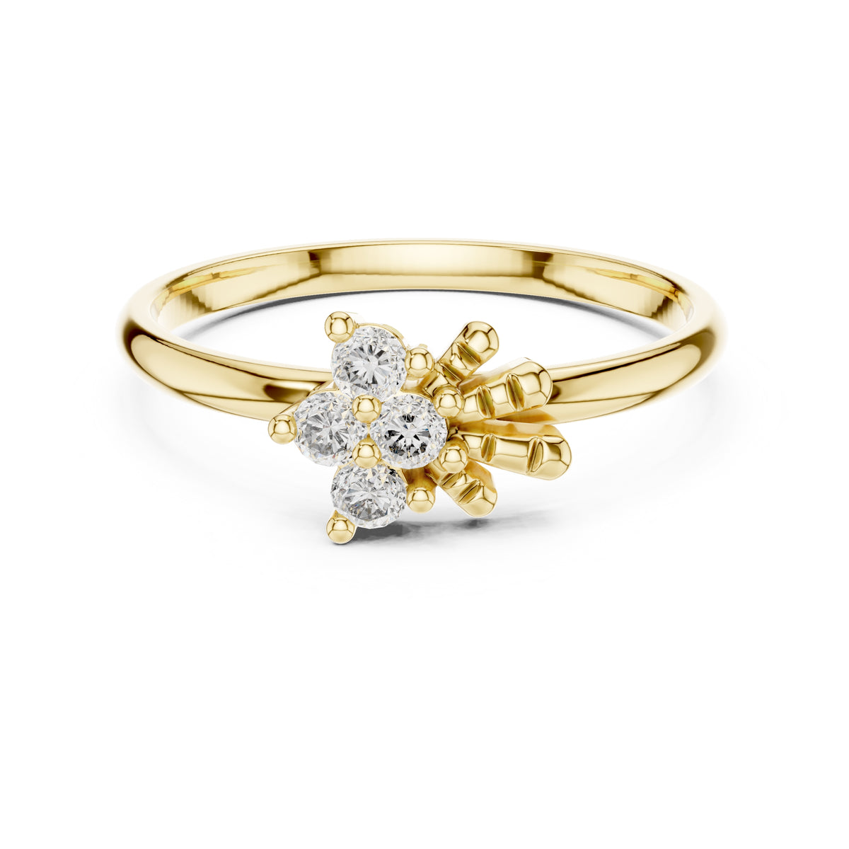 Petal Cluster Minimalist Ring Yellow Gold