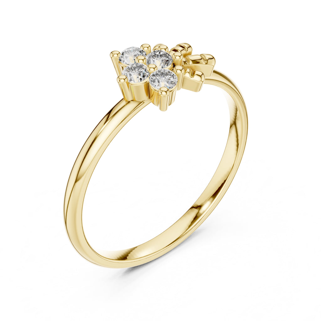 Petal Cluster Minimalist Ring Yellow Gold