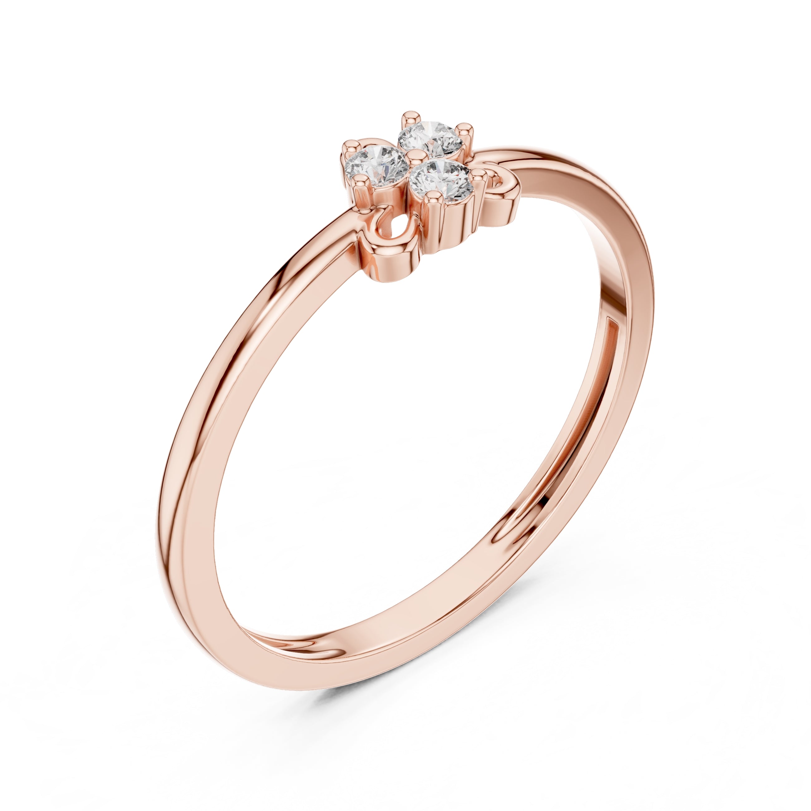 Trifoil Cluster Minimalist Ring Rose Gold