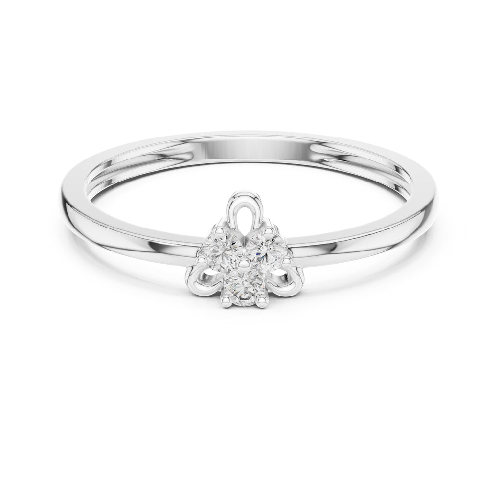 Trifoil Cluster Minimalist Ring White Gold