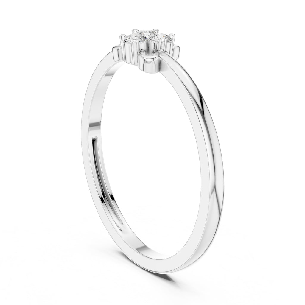 Trifoil Cluster Minimalist Ring White Gold