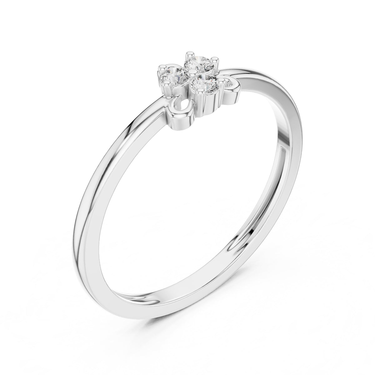 Trifoil Cluster Minimalist Ring White Gold