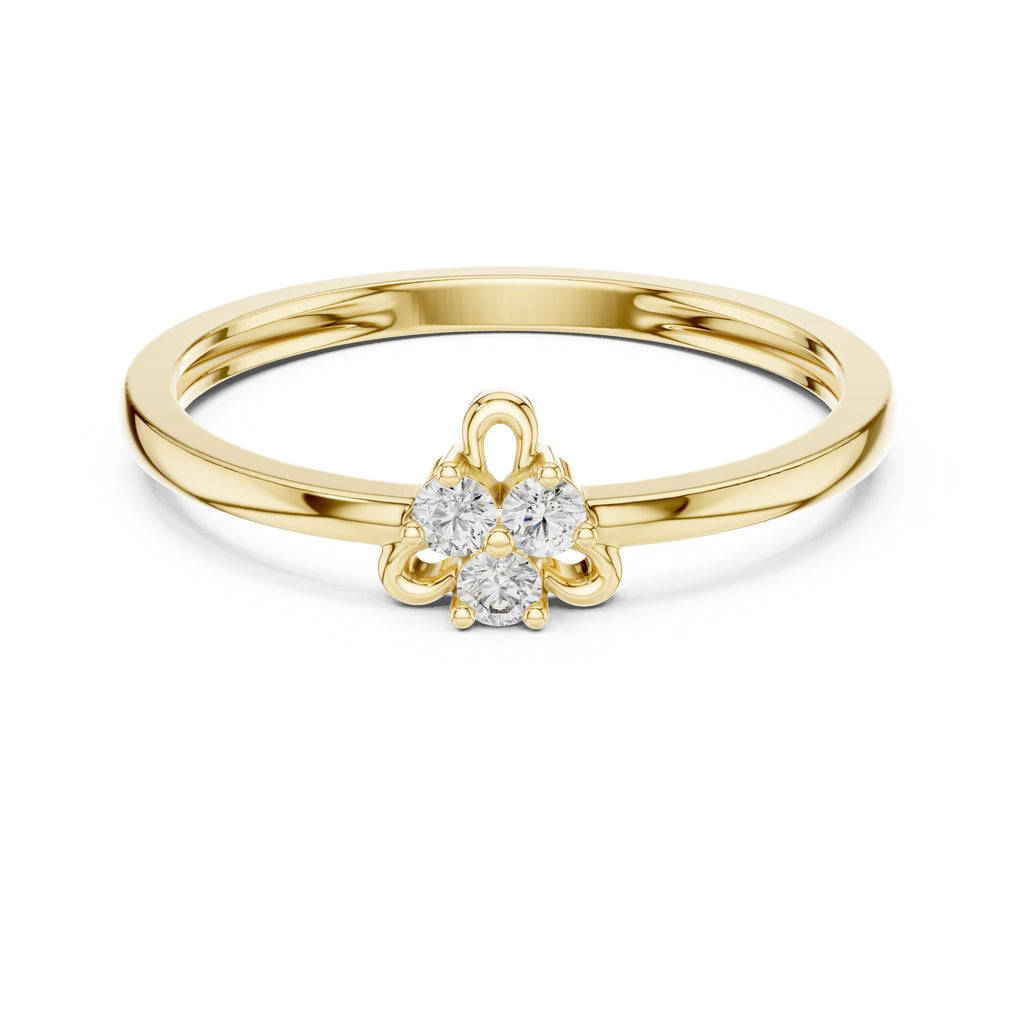 Trifoil Cluster Minimalist Ring Yellow Gold