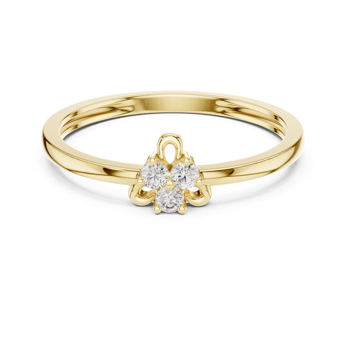 Trifoil Cluster Minimalist Ring Yellow Gold