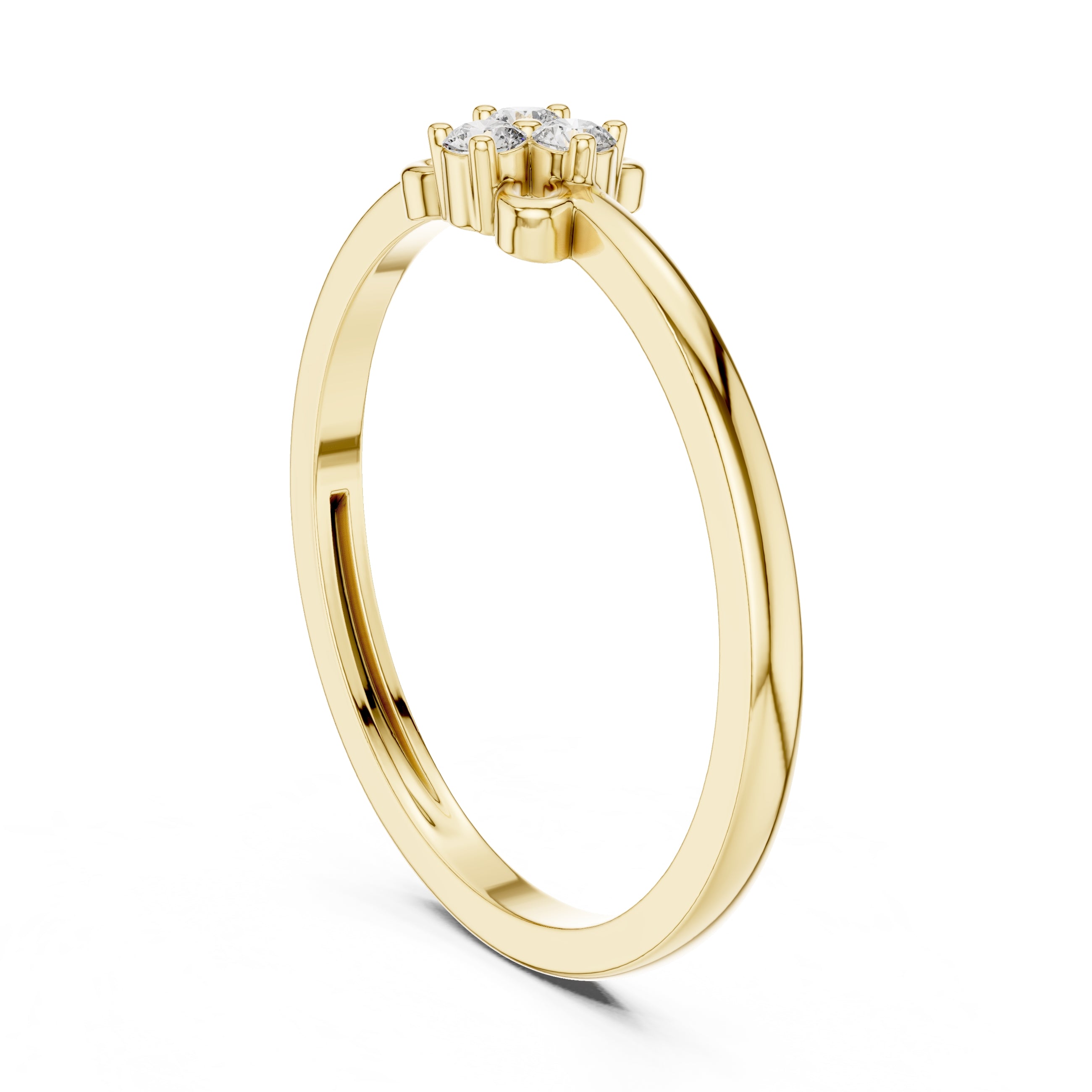 Trifoil Cluster Minimalist Ring Yellow Gold