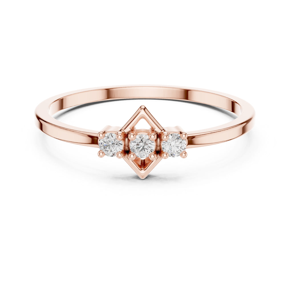 Lozenge Trilogy Minimalist Ring Rose Gold