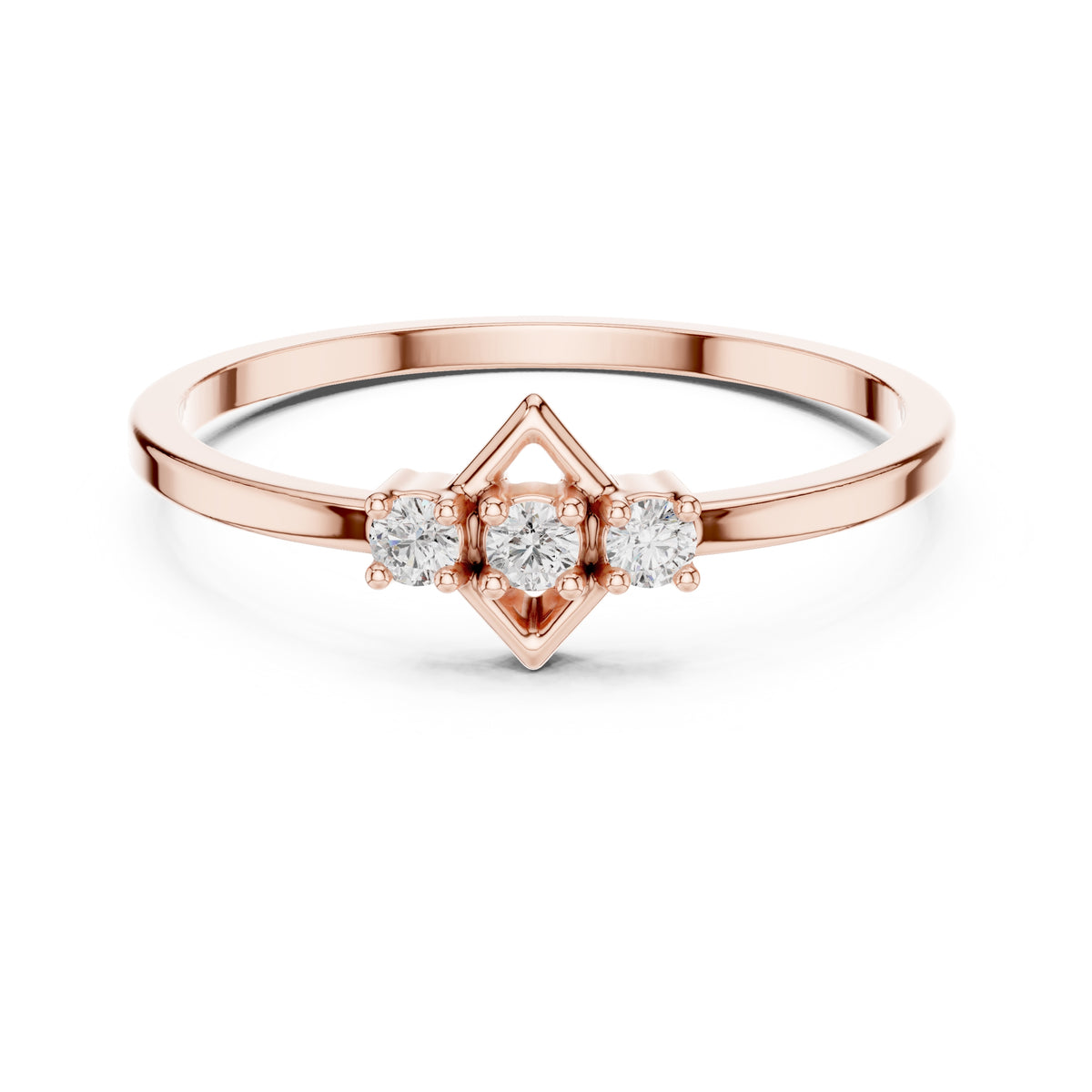 Lozenge Trilogy Minimalist Ring Rose Gold