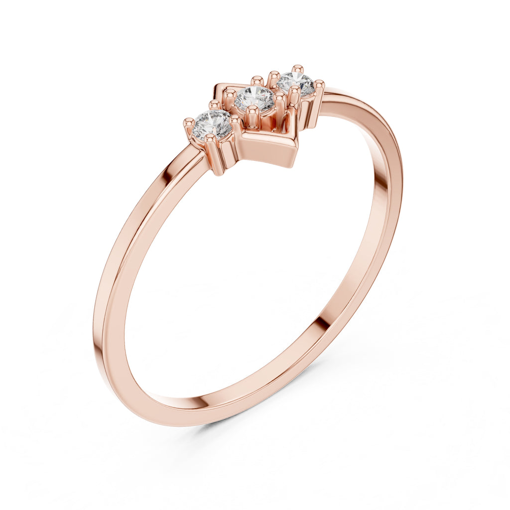 Lozenge Trilogy Minimalist Ring Rose Gold