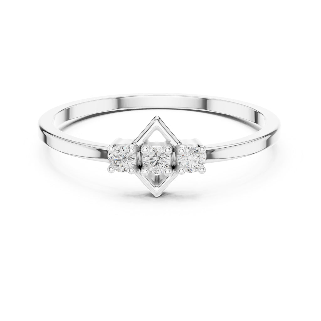 Lozenge Trilogy Minimalist Ring White Gold