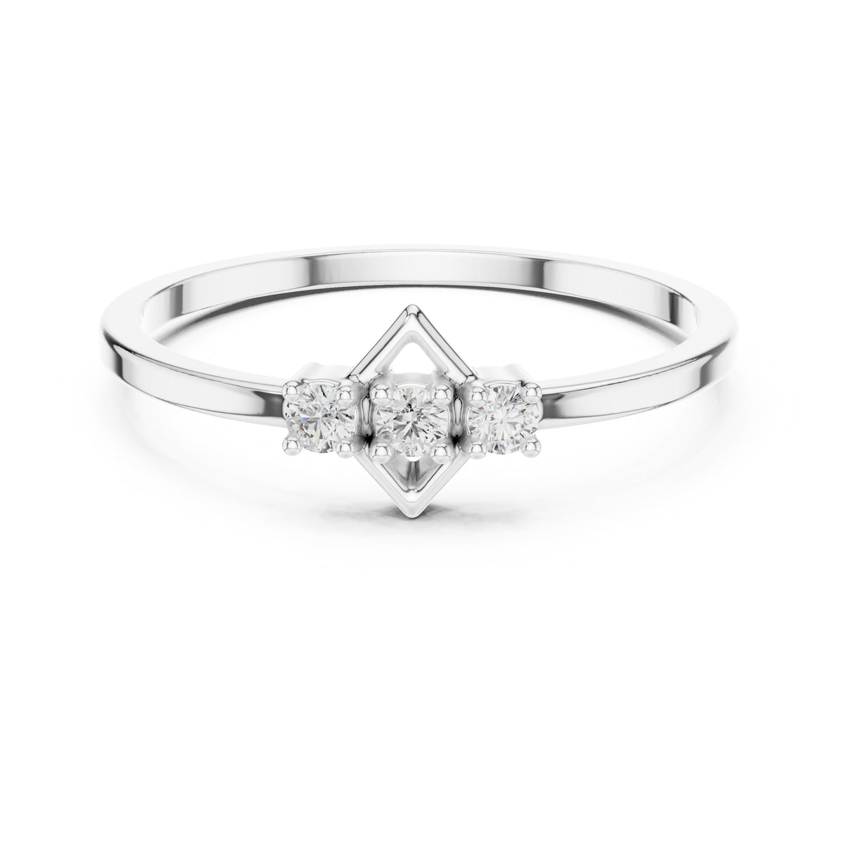 Lozenge Trilogy Minimalist Ring White Gold