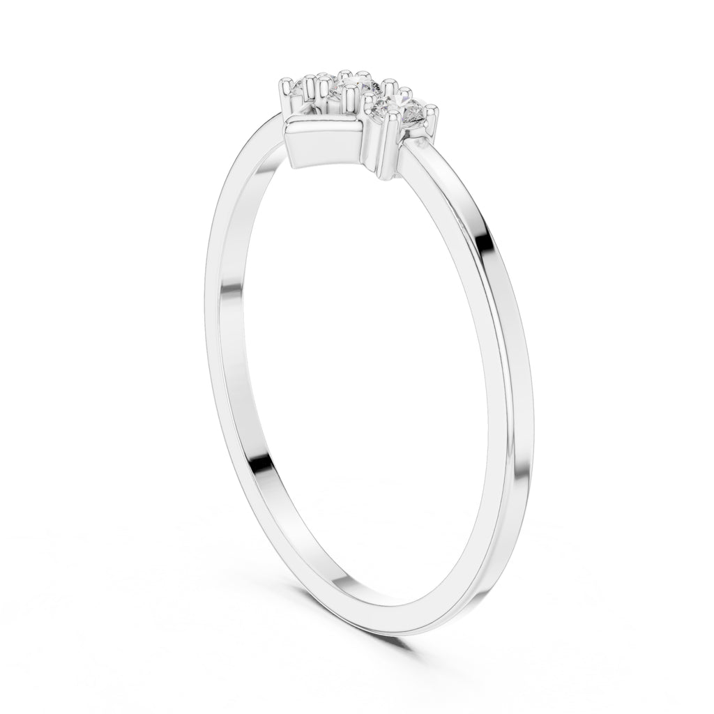 Lozenge Trilogy Minimalist Ring White Gold