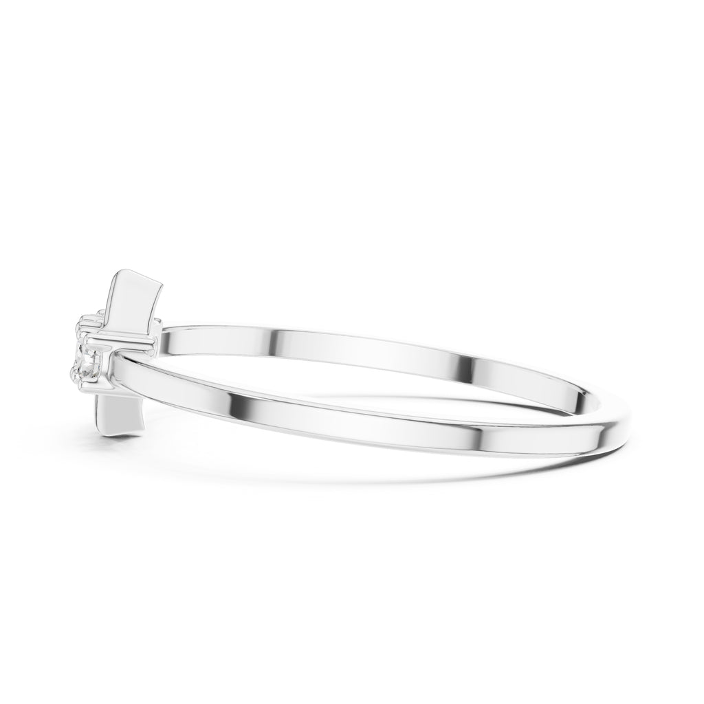Lozenge Trilogy Minimalist Ring White Gold