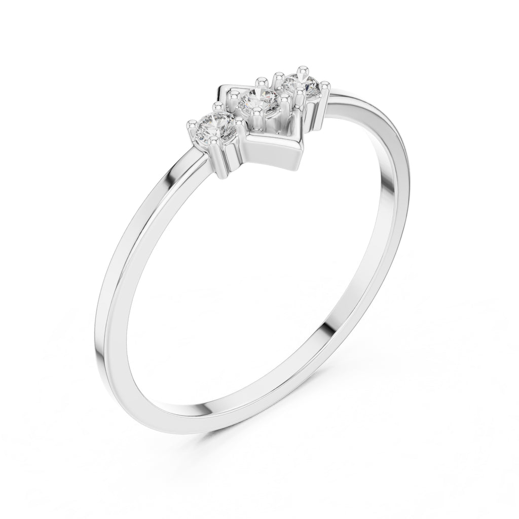 Lozenge Trilogy Minimalist Ring White Gold