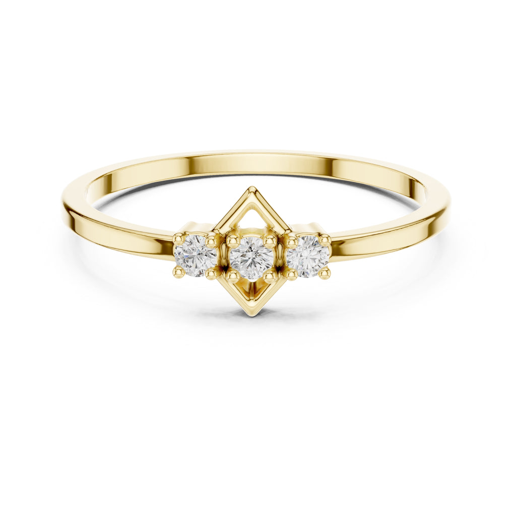 Lozenge Trilogy Minimalist Ring Yellow Gold