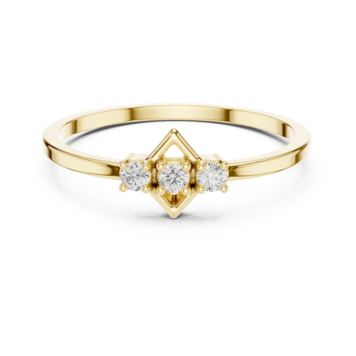 Lozenge Trilogy Minimalist Ring Yellow Gold