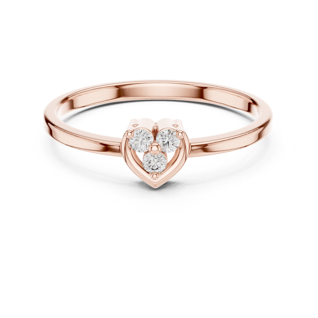 Heart Cluster Minimalist Ring Rose Gold