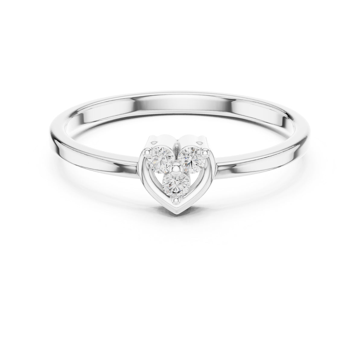 Heart Cluster Minimalist Ring White Gold