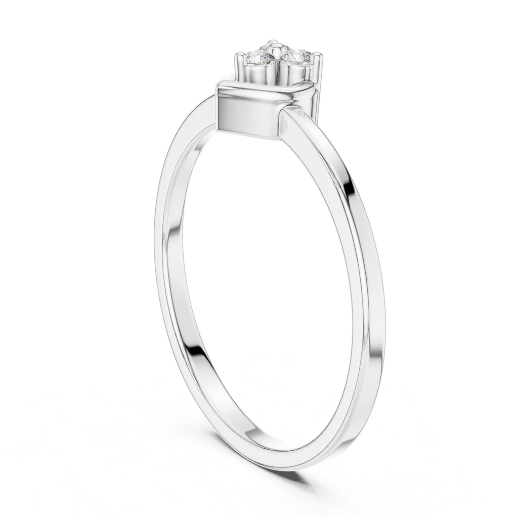 Heart Cluster Minimalist Ring White Gold