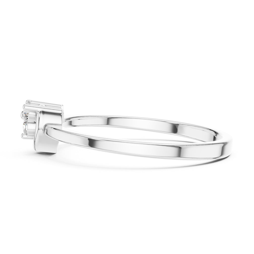 Heart Cluster Minimalist Ring White Gold