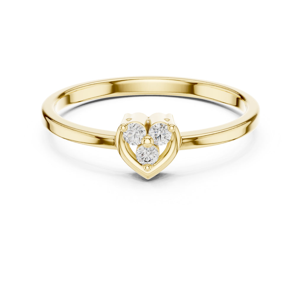Heart Cluster Minimalist Ring Yellow Gold