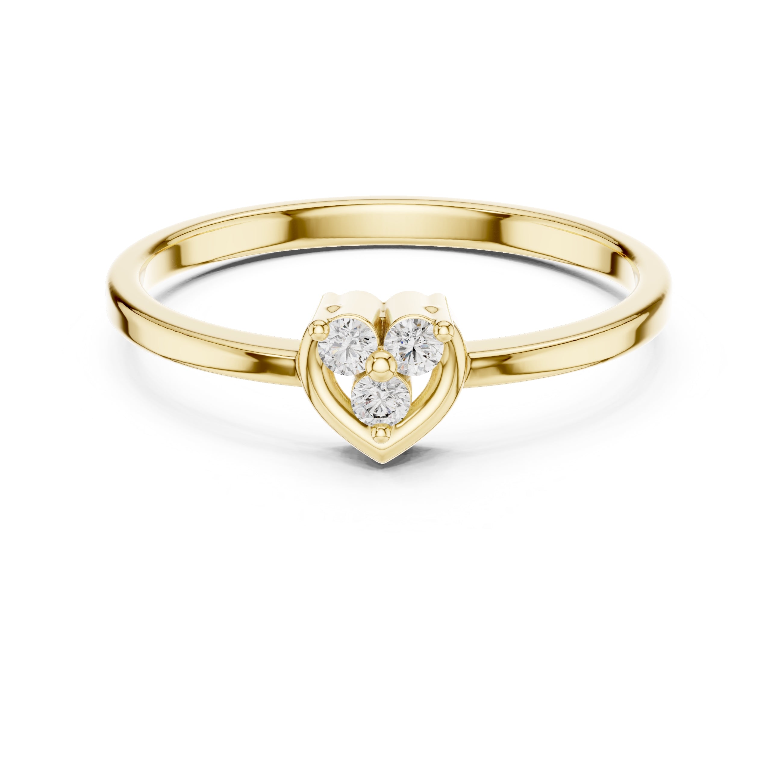 Heart Cluster Minimalist Ring Yellow Gold
