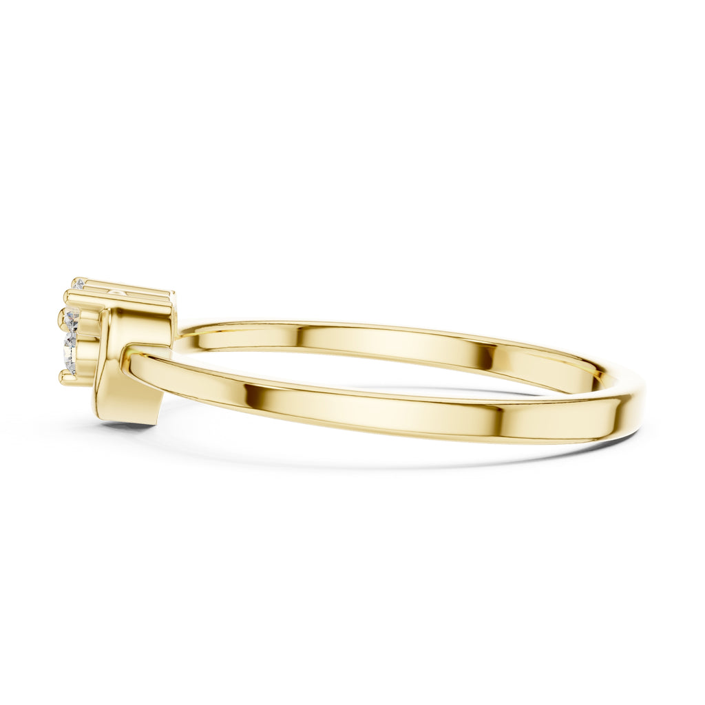 Heart Cluster Minimalist Ring Yellow Gold