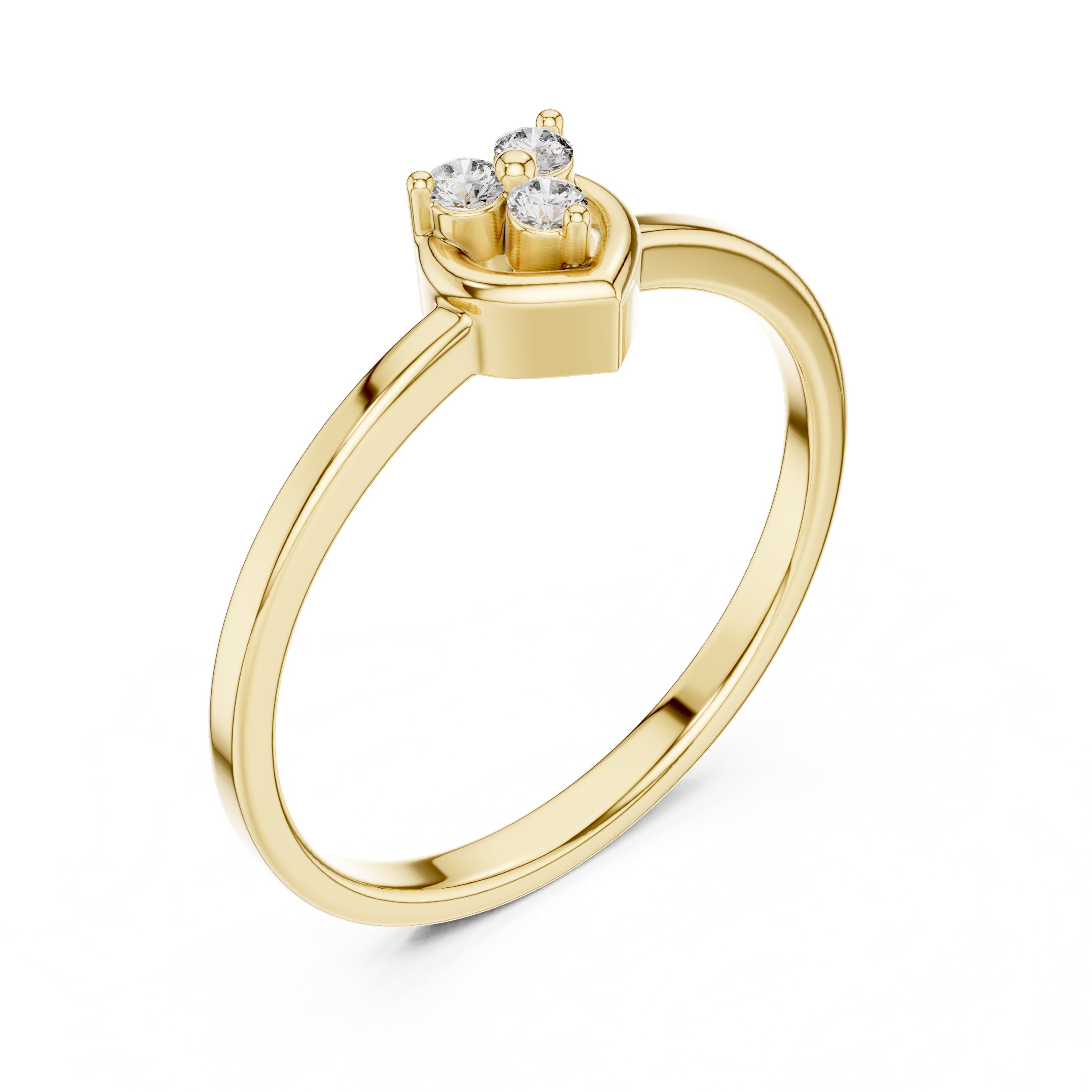 Heart Cluster Minimalist Ring Yellow Gold